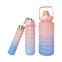 Kit 3 Garrafa Agua Squeeze Galão Com Adesivos Lembretes beber Agua