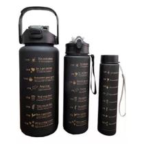 Kit 3 Garrafa De Água Squeeze Galão 2l Litros Motivacional Academia Colorida