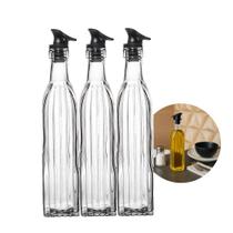 Kit 3 Garrafa para Azeite de Vidro com Tampa de Silicone Wolff 500ml