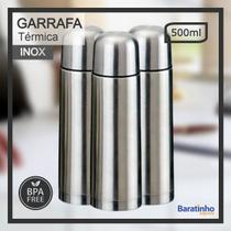 Kit 3 Garrafa térmica squeeze Inox 500ml Com Tampa Dosadora