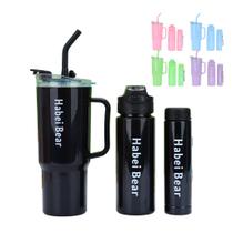 Kit 3 Garrafas 1200ml 700ml 260ml Hidratação Plástico Canudo Esporte Corrida Caminhar Trilha Habei