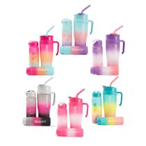Kit 3 Garrafas BEAUTY com Adesivos 1360ml + 620ml + 260ml Estilo, Hidratação e Versatilidade no Seu Dia!