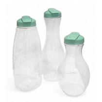 Kit 3 Garrafas Cristal Jarra Formatos Diferentes Suco Água