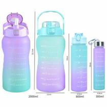 Kit 3 garrafas de água com 2l / 800ml / 300ml coloridas