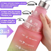 Kit 3 Garrafas de Água Squeeze 2 Litros Hidratação Academia