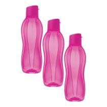 Kit 3 Garrafas de Água Tupperware Eco Tupper Pink 1L Kit 3 Garrafas de Água Tupperware Eco Tupper Pink 1L