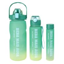 Kit 3 garrafas de plástico motivacional 1500ml, 700ml, 300ml