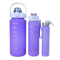 Kit 3 garrafas de plástico motivacional 2000ml, 700ml, 300ml
