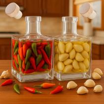 Kit 3 Garrafas De Vidro Pote De Vidro Casa Decoração Organização Licoreira Whisky Cachaça Conserva De Pimenta Vedação