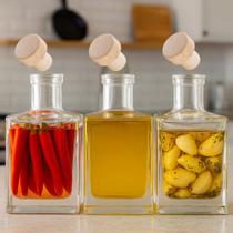 Kit 3 Garrafas De Vidro Pote De Vidro Casa Decoração Organização Licoreira Whisky Cachaça Conserva De Pimenta Vedação
