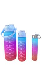 Kit 3 Garrafas Motivacionais Coloridas Com Frases adesivos Kit 3 Garrafas Motivacionais Coloridas Com Frases adesivos