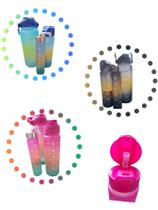 Kit 3 Garrafas Motivacionais Squeeze Frases Cores Aleatórias Adesivos 3D e 2D