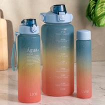 Kit 3 Garrafas Squeeze de Agua Tie Dye 2Litros 850ml 330ml