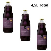 Kit 3 Garrafas Suco de Uva Integral Members Mark Garrafa Vidro 1,5L 100 Fruta, Natural e Saudável