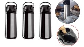 Kit 3 Garrafas Térmica Invicta 1 Litro Air Pot Aço Inox New