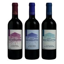 Kit 3 Garrafas Vinho Tinto Micheletto Seco Suave Demi-sec