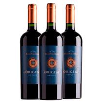 Kit 3 Garrafas Vinho Tinto Origem Merlot 750ml