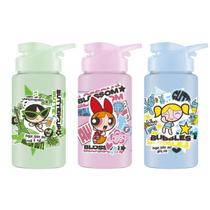 Kit 3 Garrafinha Infantil 500ml Tampa Higiênica Meninas Super Poderosas Florzinha Lindinha Docinho