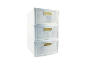 Kit 3 Gaveteiro Modular Empalhável Organizador Multiuso Rattan Plástico Resistente 1 Unidade