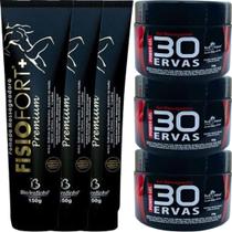Kit 3 Gel 30 Ervas Power 300G + 3 Pomada Fisiofort Premium