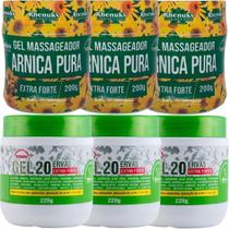 Kit 3 Gel Arnica Pura 200G + 3 Gel 20 Ervas Extra Forte 220G