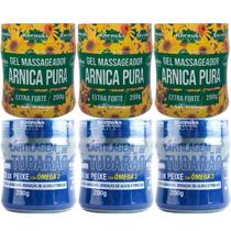 Kit 3 Gel Arnica Pura + 3 Gel Cartilagem de Tubarão Ômega 3 - Rhenuks