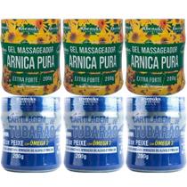 Kit 3 Gel Arnica Pura + 3 Gel Cartilagem de Tubarão Ômega 3 Kit 3 Gel Arnica Pura + 3 Gel Cartilagem de Tubarão Ômega 3