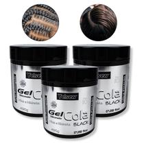 Kit 3 Gel Cola Black Siliconado Ação Prolongada 490g Yelsew Alta Fixação Cabeleireiro Barbearia Salão de Beleza Penteados Kit 3 Gel Cola Black Siliconado Ação Prolongada 490g Yelsew Alta Fixação Cabeleireiro Barbearia Salão de Beleza Penteados