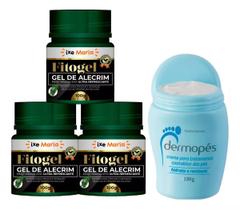 Kit 3 Gel de Alecrim Fitogel + Creme para rachaduras Dermopés Azul