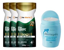kIT 3 Gel de arnica FitoSport para dor no corpo + Creme para rachaduras Dermopés 130g