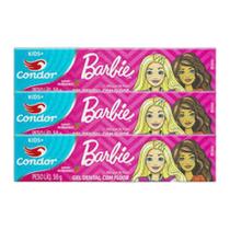 Kit 3 Gel Dental Com flúor Barbie Sabor Morango - Condor