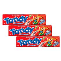 Kit 3 Gel Dental Infantil Tandy com Flúor Ativo Sabor Morangostoso 50g