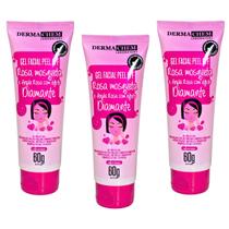 Kit 3 Gel Facial Peel Off Argila Rosa Mosqueta Dermachem 60g