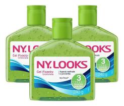 Kit 3 Gel Fixador Para Cabelo Nylooks 3 240g Extra Forte