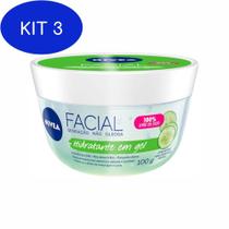 Kit 3 Gel Hidratante Facial Nivea Ácido Hialurônico E Pepino 100G