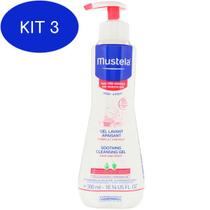 Kit 3 Gel Lavante Mustela Bebê Pele Muito Sensível 300ml