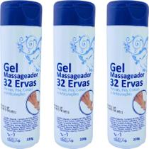 Kit 3 Gel Massageador 32 Ervas 220g Pernas Costas e Articulações