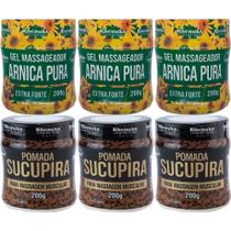 Kit 3 Gel Massageador Arnica Pura 200g + 3 Pomada Sucupira