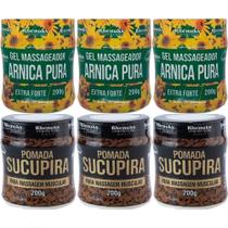 Kit 3 Gel Massageador Arnica Pura 200g + 3 Pomada Sucupira