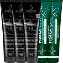 Kit 3 Gel Massageador Cartilagem de Tubarão Com 18 Ervas 150g + 2 Pomada Massageadora Fisiofort 150g