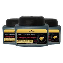 Kit 3 Gel Massageador Cartilagem Tubarão Arnica Cânfora Óleos Copaiba Alecrim Mentol Salicilato 240g