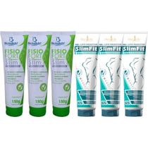Kit 3 Gel Massageador Fisiofort Slim 150g + 3 Gel Lipo Redutor Slim Fit 150g