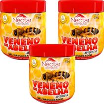 Kit 3 Gel Massageador NectarApitoxina De Abelha Pote 200 gramas Mentol