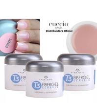 Kit 3 Gel T3 Fibergel Pink Cuccio - 28g