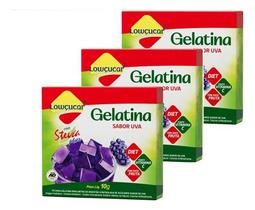 Kit 3 Gelatina Pó Diet Com Stevia Plus Uva Lowçucar 10gr