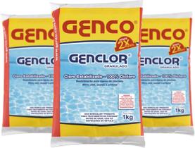 kit 3 Genclor Cloro Granulado Estabilizado Dicloro Piscina 1kg