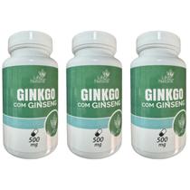 Kit 3 Ginkgo Biloba com Ginseng - Life Natural - 60 Cápsulas Kit 3 Ginkgo Biloba com Ginseng - Life Natural - 60 Cápsulas