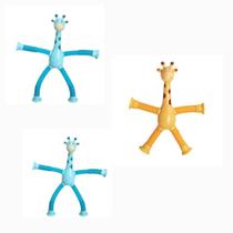 Kit 3 Girafas Pop It Tubo Led Brinquedo De Puxar Colorido MENINO