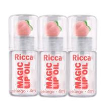 Kit 3 Gloss Magic Lip Oil Pêssego Ricca Brilho Labial Líquido Hidratante 4ml