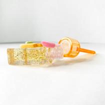 Kit 3 gloss pirulito picolé com colagem fofa glitter dourado hidratante